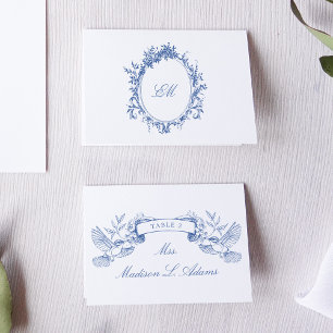 Chinoiserie Classic Blue Birds Carte de nom pliabl
