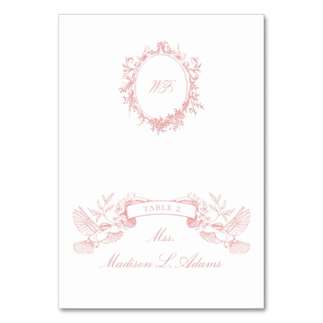 Chinoiserie Classique Oiseaux Roses Carte de Nom P (Par défaut)