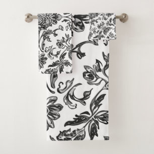 Chinoiserie Florale Noir & Blanc Aquarelle