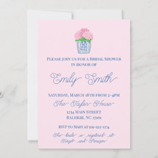 Chinoiserie Hydrangea Invitation à la douche nupti