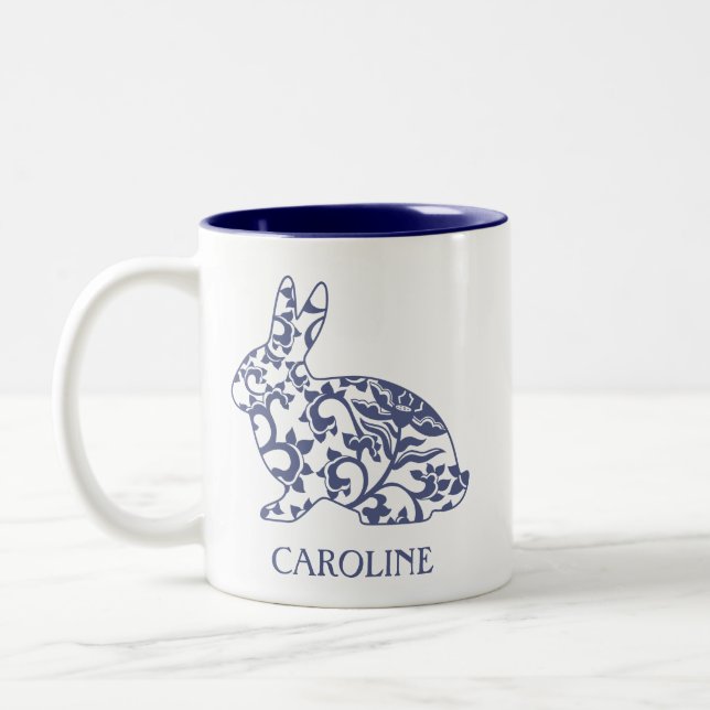 Chinoiserie Lapin Rabbit Mug personnalisé (Gauche)