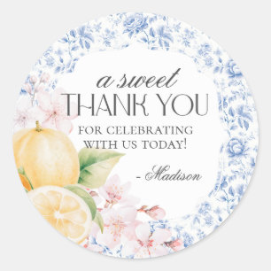 Chinoiserie Lemon Tea Party Floral Favor Sticker