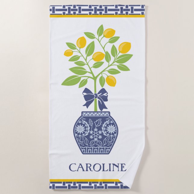 Chinoiserie Lemon Tree Serviette de plage personna (Devant)