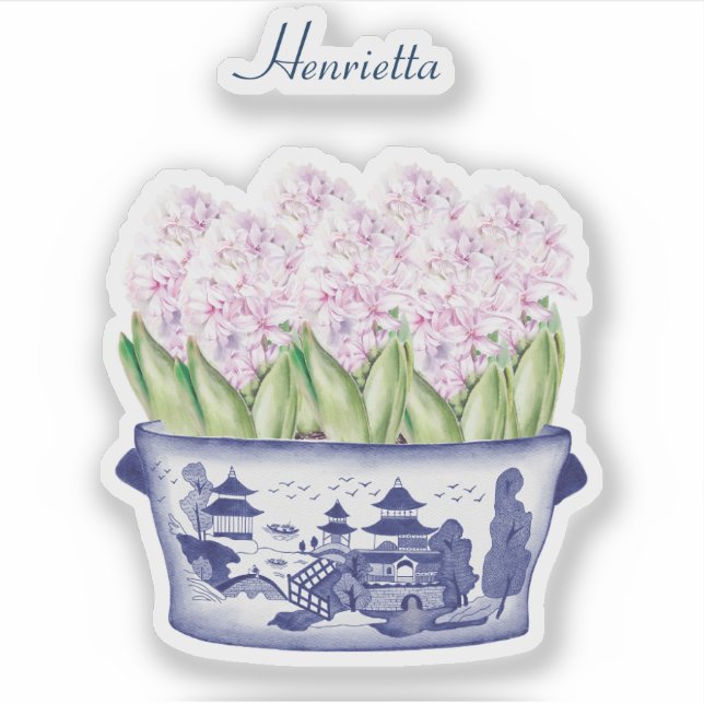 Chinoiserie rose Hyacinth avec Sticker Vinyl de no (Devant)