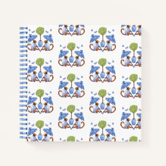 Chinoiserie singes et parasols Carnet spiral
