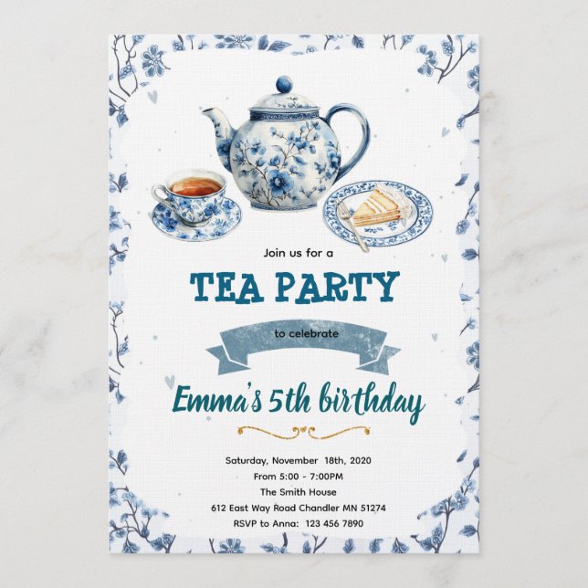 Chinoiserie tea party Invitation (Devant)