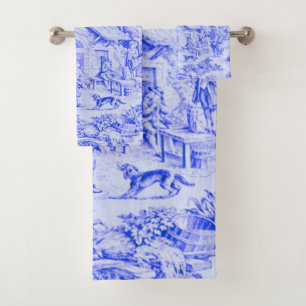 Chinoiserie Toile Blanc Bleu Français Style Rustiq