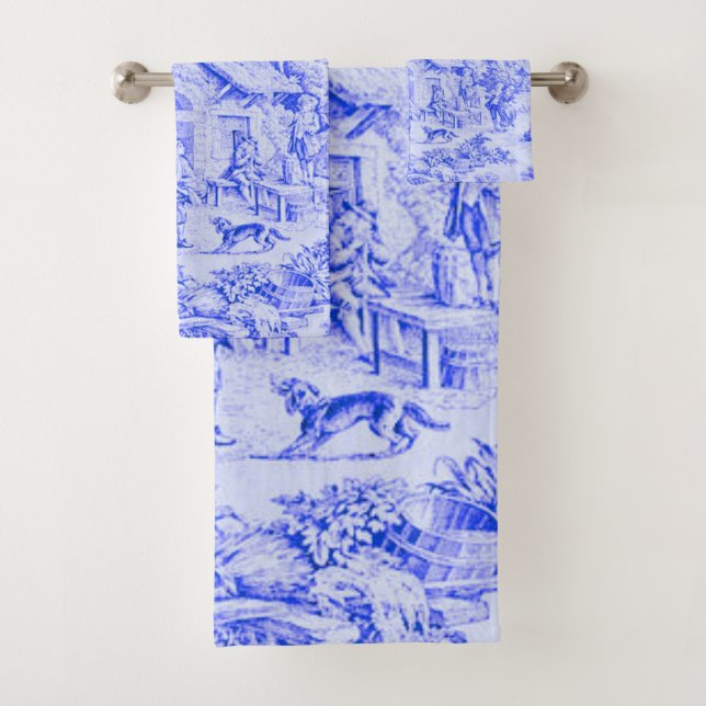 Chinoiserie Toile Blanc Bleu Français Style Rustiq (En situation)