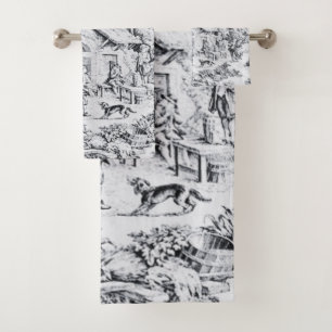 Chinoiserie Toile Noir Blanc Style Rustique