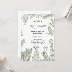 CHINOISERIE VERT TOILE BABYSHOWE INVITATION