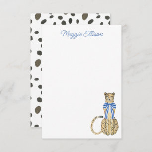 Chinoiserie Watercolor Bow Cheetah Note Cartes