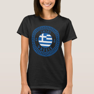 Chios, Grèce Drapeau T-shirt noir féminin