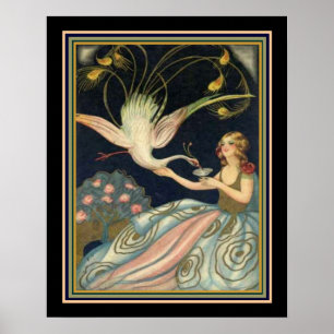 Chiostri Art Déco "Girl & Peacock" Imprimer