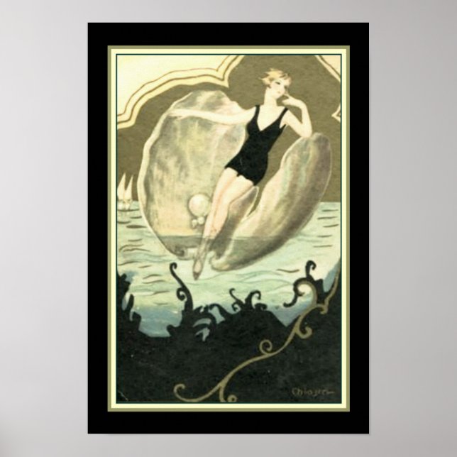 Chiostri Déco "Swimmer in a Clam Shell" 13x19 (Devant)
