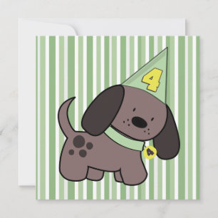Chiot 4e anniversaire fête Enfants Lime Invitation