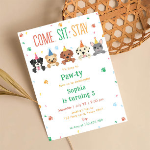 Chiot Anniversaire Invitation Chien Partie Pawty