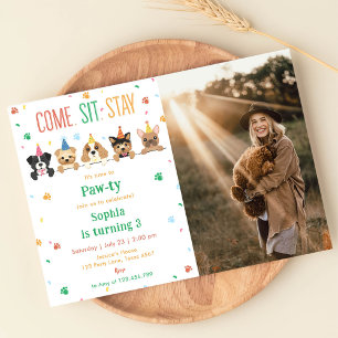 Chiot Anniversaire Invitation Chien Partie Pawty P