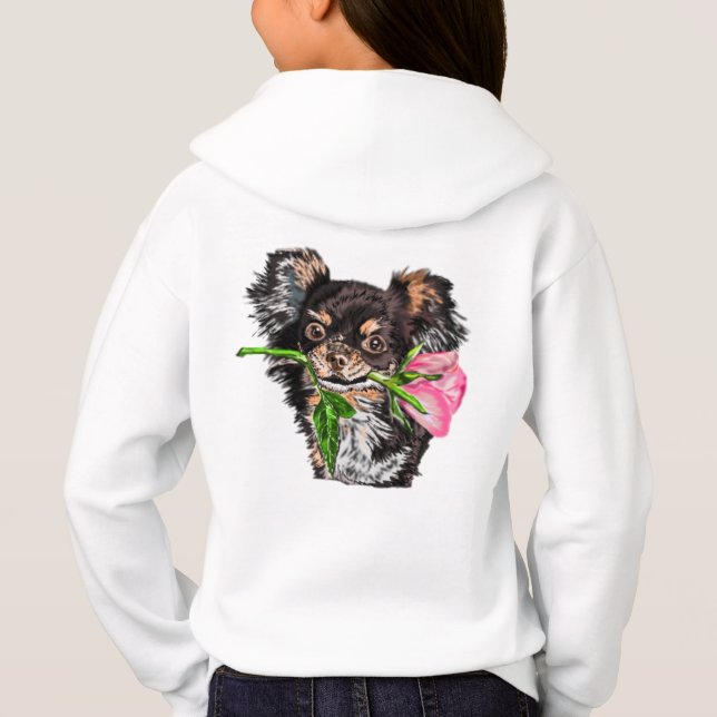 Chiot avec cadeau Sweat - shirt à capuche Rose (Dos)