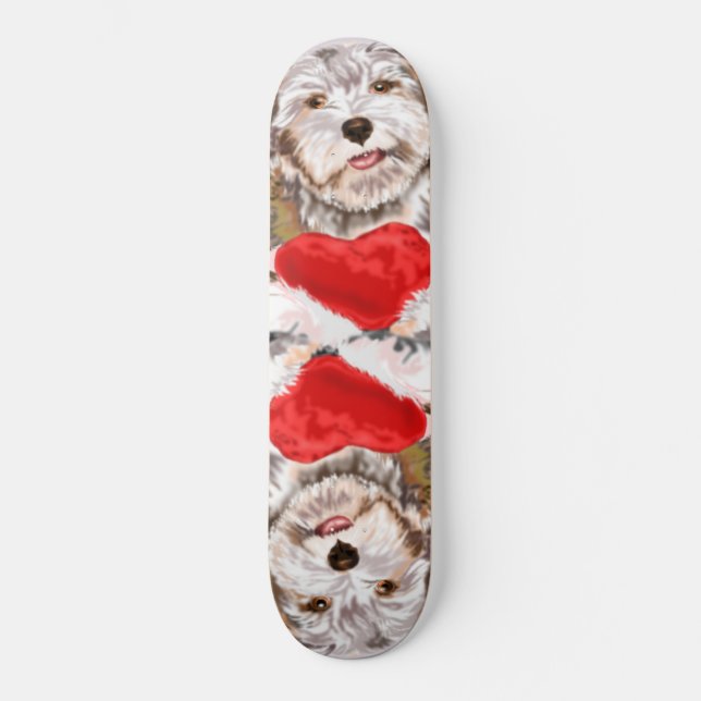 Chiot avec Heart Cadeau Skateboard Love (Recto)