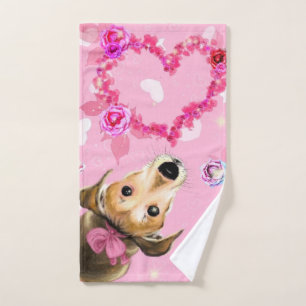 Chiot Avec Ruban Rose - Amour