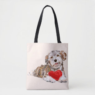 Chiot avec Sac fourre-tout cadeau de coeur