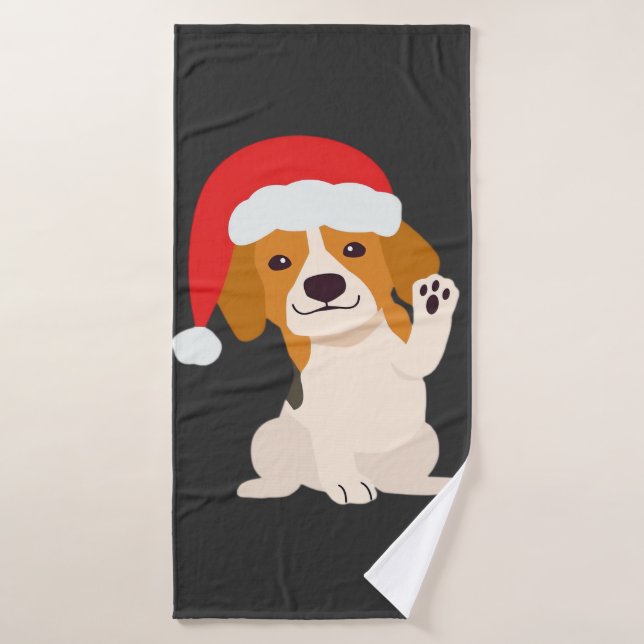 Chiot Beagle avec le chapeau du Père Noël pour les (Serviette de bain)
