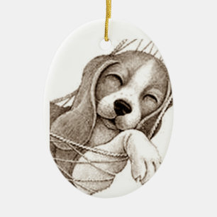 *CHIOT BEAGLE DANS UN HAMAC* ORNEMENT DE NOËL