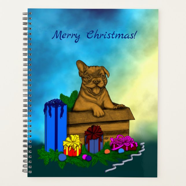 Chiot dans une boîte, Joyeux Noël (Devant)