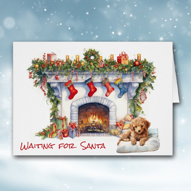 Chiot de caniche en attente sur la cheminée de Noë (Créateur téléchargé)