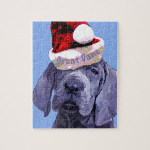 Chiot de great dane dans le puzzle de casquette de