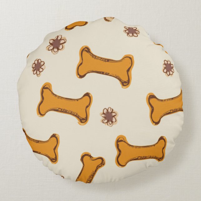 chiot et os (Baby Retriever) Coussin rond (Dos)