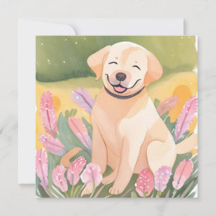 Chiot Golden Retriever   Carte Peinte à l'Aquarell