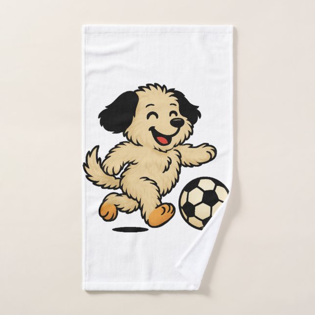 Chiot jouant au football (Serviette à main)