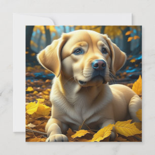 Chiot jouant dans les feuilles d'automne  