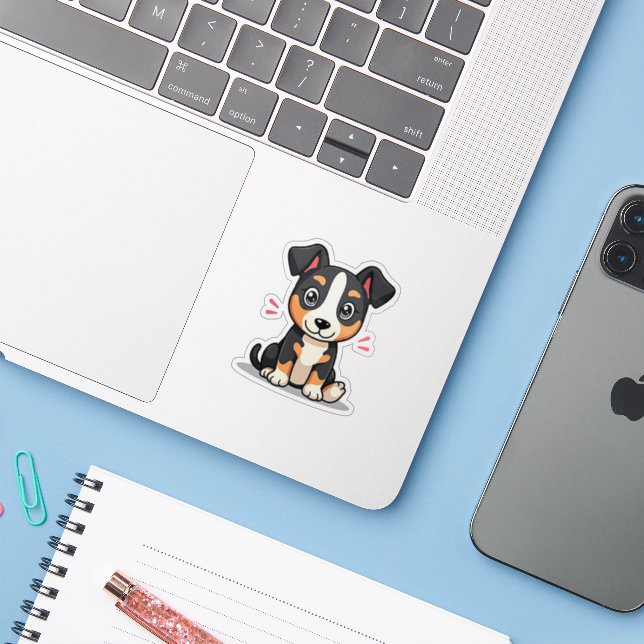 Chiot Manchester Terrier Adorable – Autocollant Pa (Ordinateur portable avec iPhone)