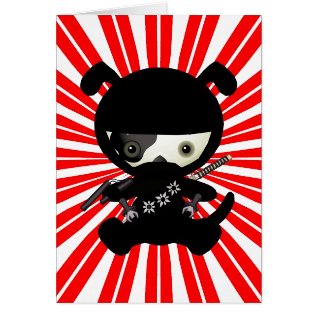 Chiot mignon de Kawaii Ninja sur le rouge (Devant)
