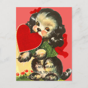 Chiot Retro vintage Avec Carte Coeur Valentine