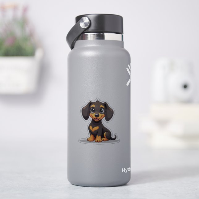 Chiot Teckel Adorable – Autocollant Pastel (HydroFlask)