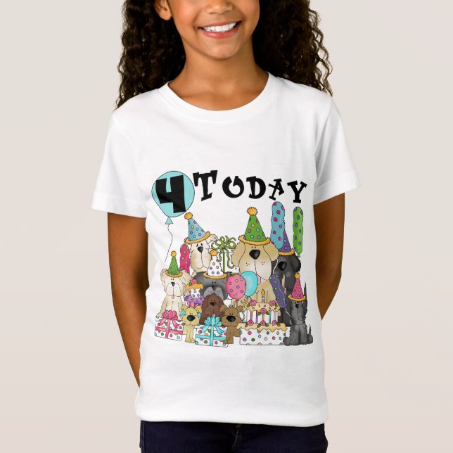 Chiots 4e anniversaire Bash Tshirts et cadeaux (Devant)