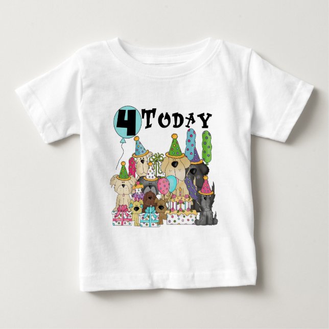 Chiots 4e anniversaire Bash Tshirts et cadeaux (Devant)