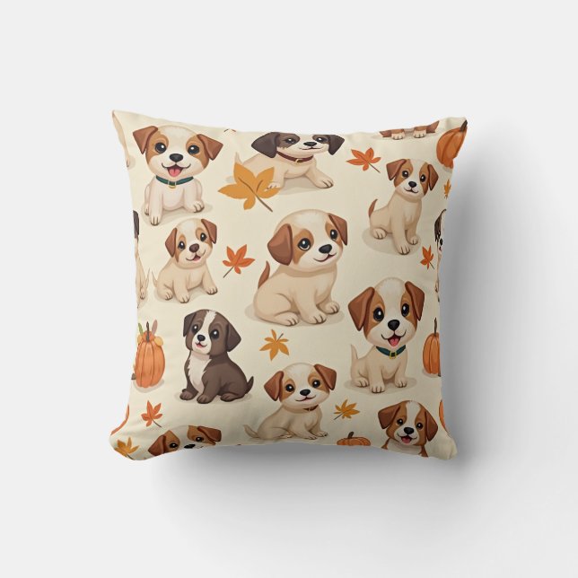 Chiots adorables Thanksgiving Coussin (Recto)