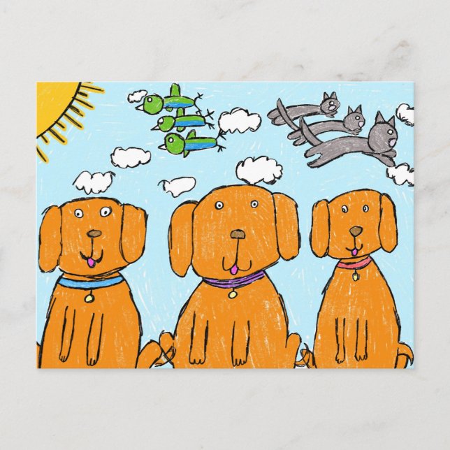 "Chiots au Soleil" Carte postale joyeuse (Devant)