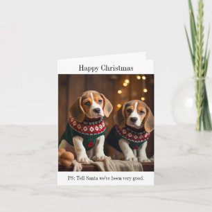 Chiots beagles Bonne carte de Noël