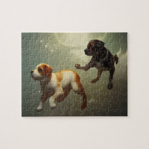 Chiots Courir Dans L'Espace Puzzle