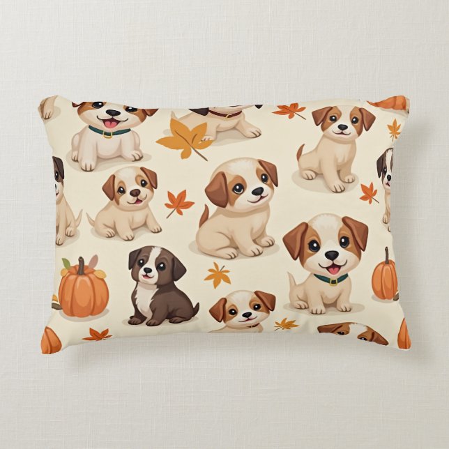 "Chiots d'automne Coussin décoratif" (Devant)