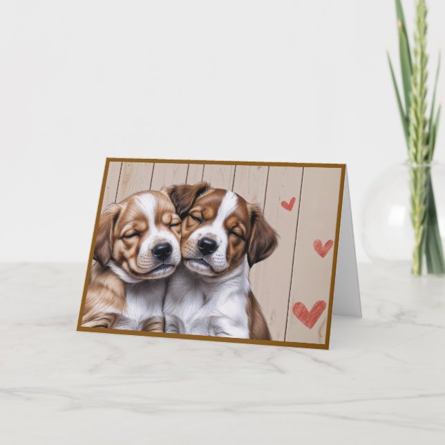 Chiots de la Saint-Valentin Carte de vacances plié (Devant)