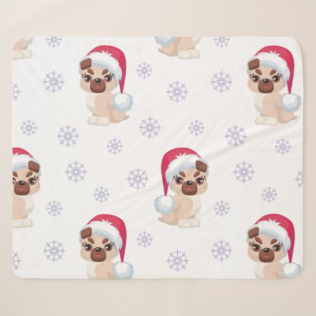 Chiots de Noël – Cadeau de plaid pour chien de vac (Devant (Horizontal))