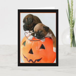 Chiots Halloween Boxer carte de voeux