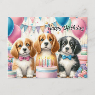 Chiots mignons Anniversaire de Carte postale de ch