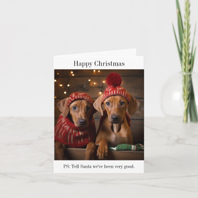 Chiots Rhodesian Ridgeback Bonne carte de Noël (Devant)